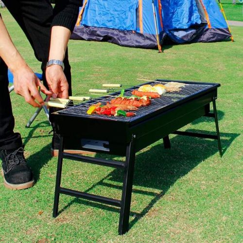  YCDJCS Portable Foldable Outdoor Independent Barbecue Grill Charcoal BBQ Set Folding Rack Smoker Grill for Cooking Camping Picnic Garden Party Camping Grills (Color : Black, Size :