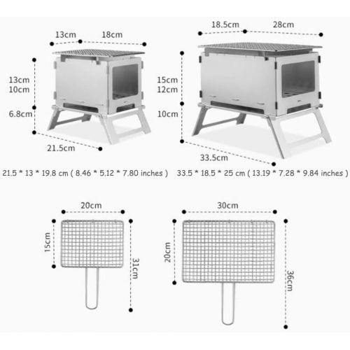  YCDJCS Stainless Steel Portable Folding Wood Stove Outdoor Camping Picnic Barbecue Grill Cassette Stove for Cooking Hiking Picnics Backpacking Camping Grills (Color : Silver, Size