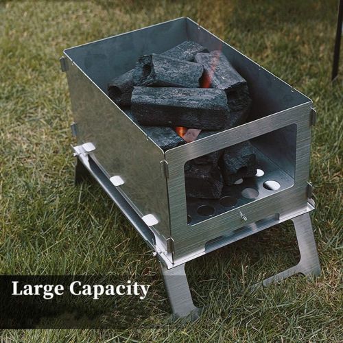  YCDJCS Stainless Steel Portable Folding Wood Stove Outdoor Camping Picnic Barbecue Grill Cassette Stove for Cooking Hiking Picnics Backpacking Camping Grills (Color : Silver, Size