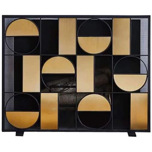  YCDJCS Fire Screen Protector Single Panel Fireplace Screen Metal Mesh with Legs Easy to Assembly for Stove Fire Gas Fire Wood Burning Fireplaces Accessories (Color : Black, Size :