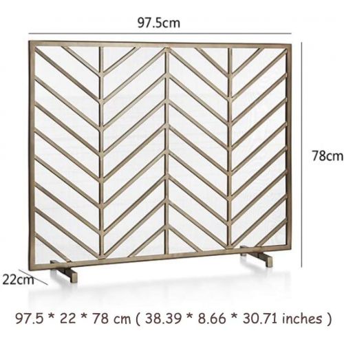  YCDJCS Fireplace Spark Protection Single Panel Iron Fireplace Screen Mesh Gold Child Safe Solid Spark Fireguard for Wood Burner Gas Stove Fire Fireplaces Accessories ( Color : Gold , Size