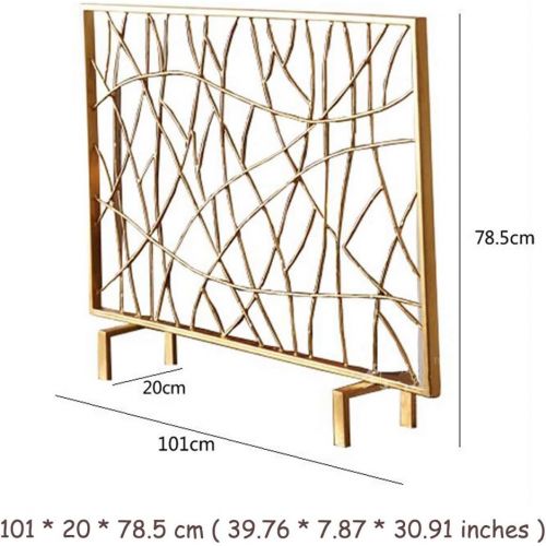  YCDJCS Heavy Duty Wrought Iron Fireplace Screen Gold Sparks Guard Decor Safety Fire Place Guard for Wood and Coal Firing Stoves Grills Fireplaces Accessories (Color : Gold, Size :