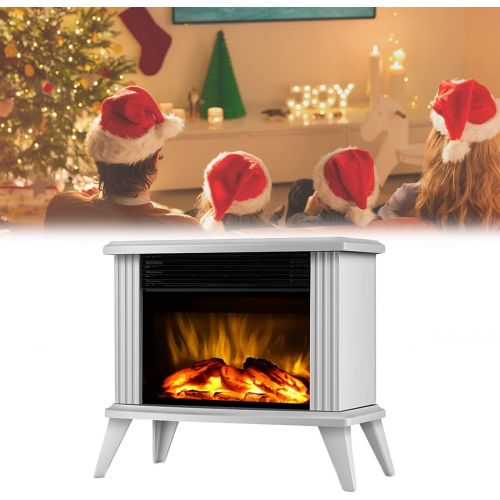  YCRD Electric Fireplace Stove Heater with Log Wood Burner Effect with Fire Flame Effect, Freestanding Portable, Overheat Protection, 2 Heat Settings for Indoor Space Heater