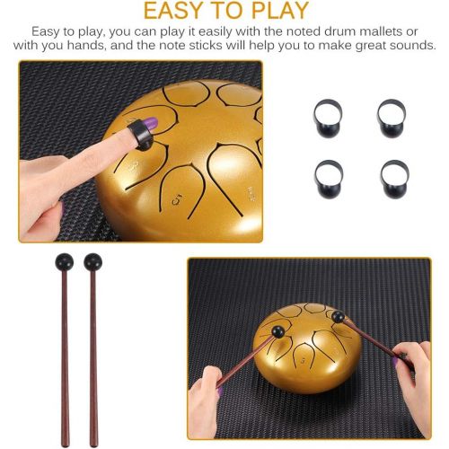  [아마존베스트]YChoice365 Steel Tongue Drum 15 cm 8 Tune Lotus Flower Hand Pan Drum with Drumsticks Carry Case Finger Cover Tonic Sticker Percussion Instruments