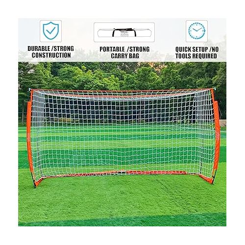  Soccer Goal for Backyard | Portable Soccer Goal Net Collapsible Metal Base | Easy Setup | Portable Net for All Ages| 1 Pair Shin Guards+ 1 Goal + 1 Carry Bag | Size 6x4FT or 12x6F