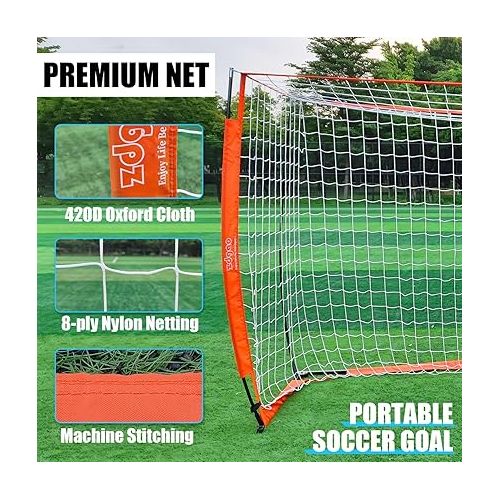  Soccer Goal for Backyard | Portable Soccer Goal Net Collapsible Metal Base | Easy Setup | Portable Net for All Ages| 1 Pair Shin Guards+ 1 Goal + 1 Carry Bag | Size 6x4FT or 12x6F