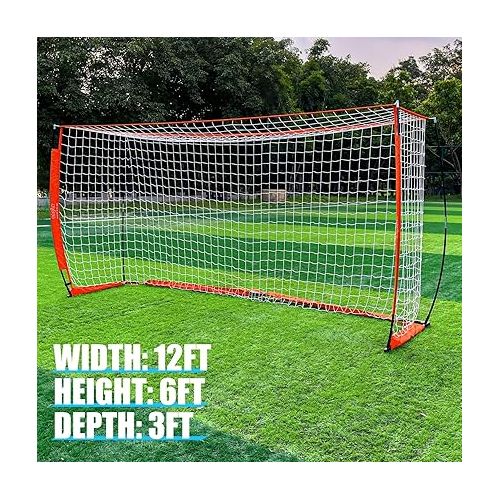  Soccer Goal for Backyard | Portable Soccer Goal Net Collapsible Metal Base | Easy Setup | Portable Net for All Ages| 1 Pair Shin Guards+ 1 Goal + 1 Carry Bag | Size 6x4FT or 12x6F