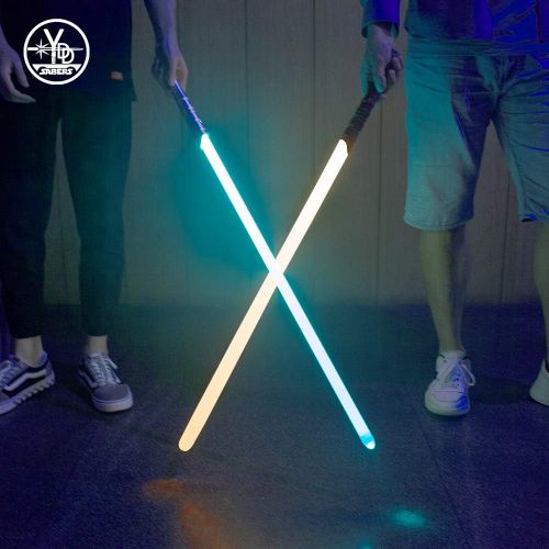  YDD LED Light Saber Force FX Lightsaber with Sound and Light, Metal Hilt, Star Wars Toy for Kids (Silver Hilt Iceblue Blade)