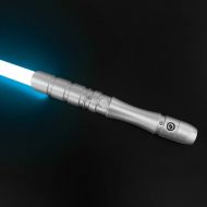 YDD Star Wars Jedi Sith LED Light Saber, Force FX Heavy Dueling, Rechargeable Lightsaber, Loud Sound High Light with FOC, Metal Hilt, Blaster, Christmas Toy Gift (Silver Hilt Green
