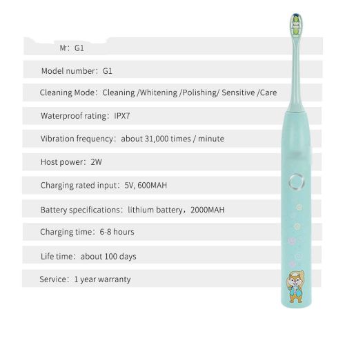 YDGD98F Kids Electric Toothbrush for Children Rechargeable Waterproof Sonic Tooth Brush Cartoon...