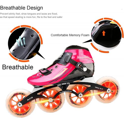  YDHNB Outdoor Speed Skating Shoes Roller Skates Carbon Fiber Inline Skate Shoes 3 Wheels Skates for Adult Men and Women 4 Wheels