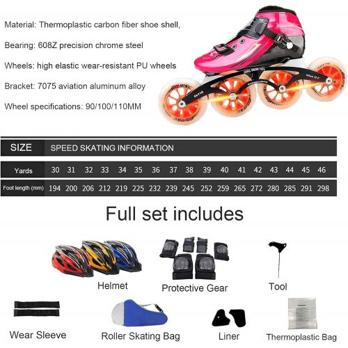  YDHNB Outdoor Speed Skating Shoes Roller Skates Carbon Fiber Inline Skate Shoes 3 Wheels Skates for Adult Men and Women 4 Wheels