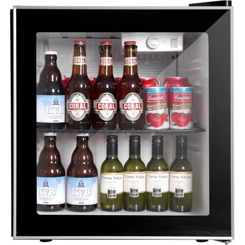  YDOQOM Mini Fridge Cooler with Glass, 60Can Beverage Refrigerator with Reversible Door for Beer Soda or Wine-1.6cu ft Small Drink Center Dispenser Perfect for Office/Basements/Home Bar