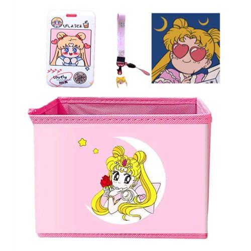  [아마존베스트]Kerrs Choice Collapsible Fabric Cube Storage Bin Sailor Moon Foldable Cloth Baskets | Sailor Moon Office Desk Room Decoration Gift