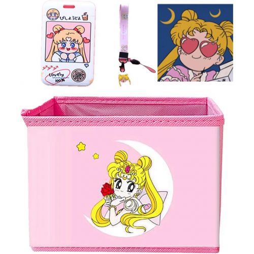  [아마존베스트]Kerrs Choice Collapsible Fabric Cube Storage Bin Sailor Moon Foldable Cloth Baskets | Sailor Moon Office Desk Room Decoration Gift