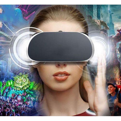  YDZSBYJ VR Headsets VR Glasses, WiFi HD Intelligent Voice Control 3D Virtual Reality Mobile CinemaVideoGame, Head-Mounted Glasses, Black (Color : Black)