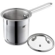 Premium 18/10 Stainless Steel Stockpot Milk Pan with Glass Lid,1.6-Quart Sauce Pan Professional Cooking Pot Cookware with Long Heatproof Handle,Easy Clean & Dishwasher Safe