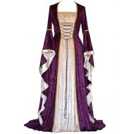 YEAXLUD Womens Renaissance Medieval Costume Dress Lace up Irish Over Long Dresses Cosplay Retro Gown