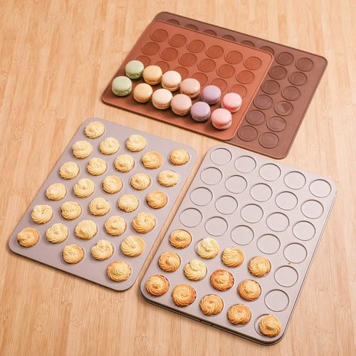  YECHUI Baking Tools Macaron Cake Biscuit Mold Cookies Carbon Steel Multi-function Bakeware Oven Accessories Champagne Gold 28/30/35 (Size : 35)