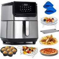 YEDI HOUSEWARE Yedi Evolution Air Fryer, 6.8 Quart, Stainless Steel, Ceramic Cooking Basket, with Deluxe Accessory Kit and Recipe Book