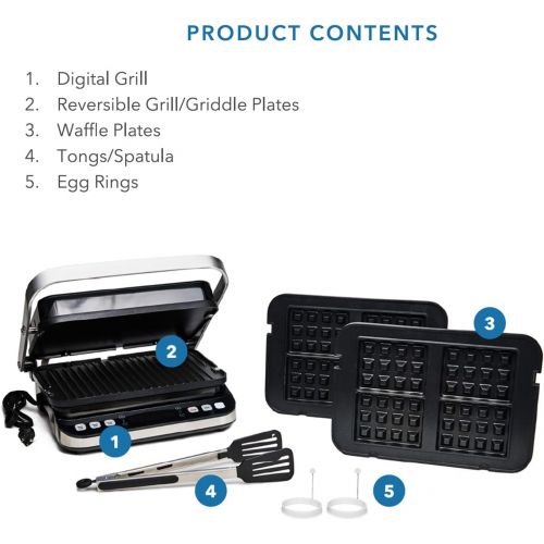  [아마존베스트]YEDI HOUSEWARE Yedi Total Package 6-in-1 Digital Grill, Waffle Maker, Panini Press, Griddle, with Deluxe Accessory Kit