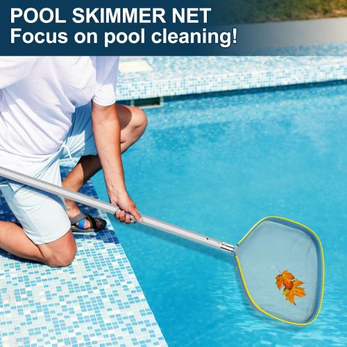  YEECHUN Swimming Pool Skimmer Net, Professional 13 Swimming Pool Leaf Skimmer Net with Strong Reinforced Aluminum Frame Handle, Pool Skimmer Net for Cleaning Surface of Swimming Po