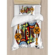 YEHO Art Gallery Girls Boys Child Queen Bedding Sets,Duvet Cover Set,King of Clubs Playing Gambling Poker Card Game Leisure Theme without Frame Artwork,Include 1 Flat Sheet 1 Duvet Cover and 2 Pill