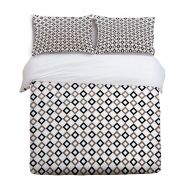 YEHO Art Gallery King Size Cute 3 Piece Duvet Cover Sets for Boys Girls,Black and Grey Square Pattern,Decorative Bedding Set Include 1 Comforter Cover with 2 Pillow Cases
