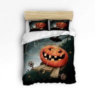 YEHO Art Gallery Soft 3 Piece Duvet Cover Set (1 Comforter Cover with 2 Pillow Cases) for Girls Boys,Cute Pumpkin Happy Halloween Christmas Bedding Sets,King Size