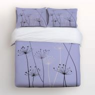 YEHO Art Gallery Twin Size 4 Piece Duvet Cover Sets for Kids Boys Girls,Beauty Dandelion Plant Pattern Purple Bedding Set for Christmas,1 Flat Sheet 1 Duvet Cover and 2 Pillow Case