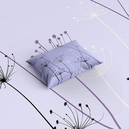  YEHO Art Gallery Twin Size 4 Piece Duvet Cover Sets for Kids Boys Girls,Beauty Dandelion Plant Pattern Purple Bedding Set for Christmas,1 Flat Sheet 1 Duvet Cover and 2 Pillow Case