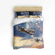 YEHO Art Gallery King Size Duvet Cover Set Soft Bedding Sets for Adult Kids Girls Boys,3D Aircraft Sky 4 Piece Bed Sets,1 Comforter Cover 1 Bed Sheets 2 Pillow Cases