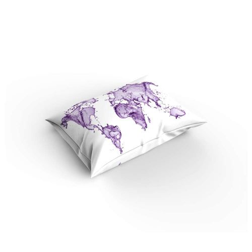  YEHO Art Gallery , Purple Fluid Design Map of The World Cute 3 Piece Duvet Cover Sets for Boys Girls, Cute Decorative Bedding Set Include 1 Comforter Cover with 2 Pillow Cases Full
