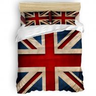 YEHO Art Gallery Luxury 4 Piece Duvet Cover Set Comfort Bedding Set,Retro Flag of United Kingdom Bed Sheet Set for Girls Boys,Include 1 Duvet Cover 1 Bed Sheet 2 Pillow Cases King