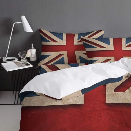 YEHO Art Gallery Luxury 4 Piece Duvet Cover Set Comfort Bedding Set,Retro Flag of United Kingdom Bed Sheet Set for Girls Boys,Include 1 Duvet Cover 1 Bed Sheet 2 Pillow Cases King