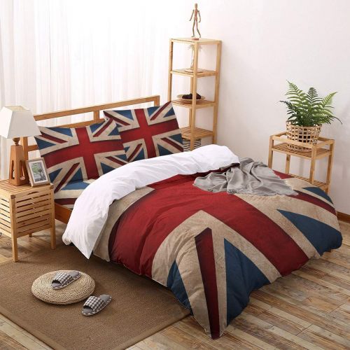  YEHO Art Gallery Luxury 4 Piece Duvet Cover Set Comfort Bedding Set,Retro Flag of United Kingdom Bed Sheet Set for Girls Boys,Include 1 Duvet Cover 1 Bed Sheet 2 Pillow Cases King