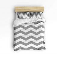 YEHO Art Gallery , Grey and White Chevron Zigzag Wave Pattern Cute 3 Piece Duvet Cover Sets for Boys Girls, Cute Decorative Bedding Set Include 1 Comforter Cover with 2 Pillow Case