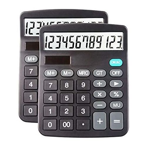  [아마존베스트]TADY Desk Calculators Large Display 2 Pack,Solar Calculator, Basic Calculator with 12 Digits & Big button,Office calculator(Black)