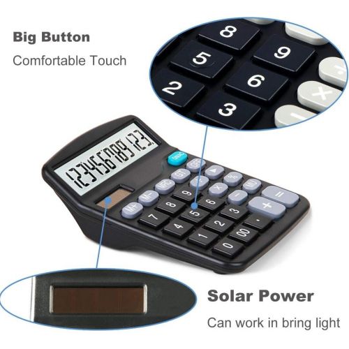  [아마존베스트]TADY Desk Calculators Large Display 2 Pack,Solar Calculator, Basic Calculator with 12 Digits & Big button,Office calculator(Black)