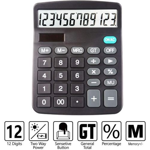  [아마존베스트]TADY Desk Calculators Large Display 2 Pack,Solar Calculator, Basic Calculator with 12 Digits & Big button,Office calculator(Black)