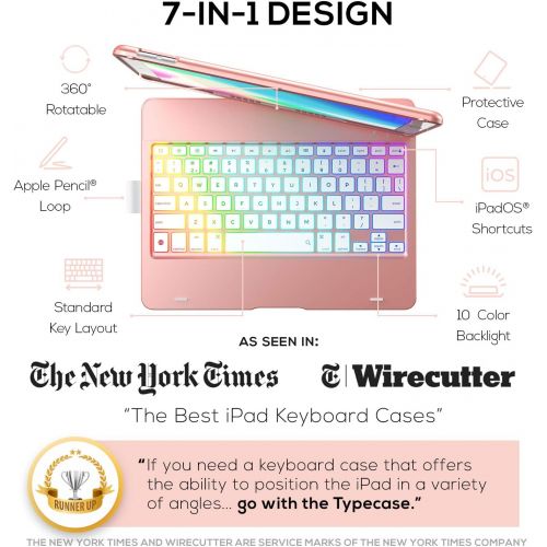  [아마존베스트]YEKBEE iPad Keyboard Case for 10.2-inch iPad 8th Generation (2020), 7th Gen, Air 3, Pro 10.5 in 11 Colors - 10 Color Backlight, 7 Modes, 360° Rotatable, Slim Protective Cover, Apple Penci