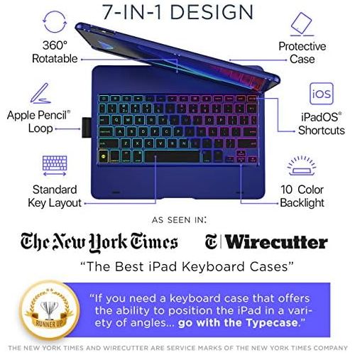  [아마존베스트]YEKBEE iPad Keyboard Case for 10.2-inch iPad 8th Generation (2020), 7th Gen, Air 3, Pro 10.5 in 11 Colors - 10 Color Backlight, 7 Modes, 360° Rotatable, Slim Protective Cover, Apple Penci