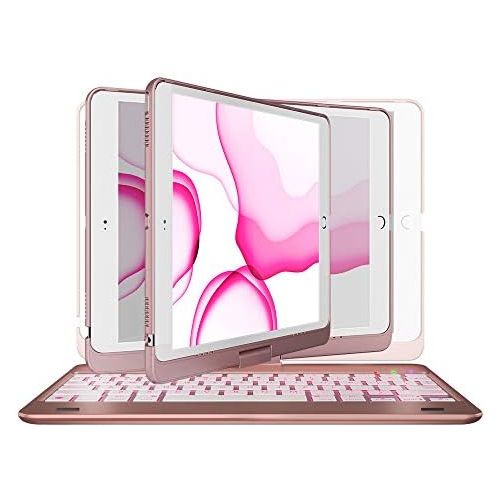  [아마존베스트]YEKBEE iPad Keyboard Case for iPad 2018 (6th Gen) - iPad 2017 (5th Gen) - iPad Pro 9.7 - iPad Air 2 & 1 - Thin & Light - 360 Rotatable - Wireless/BT - Backlit 10 Color - iPad Case with Ke