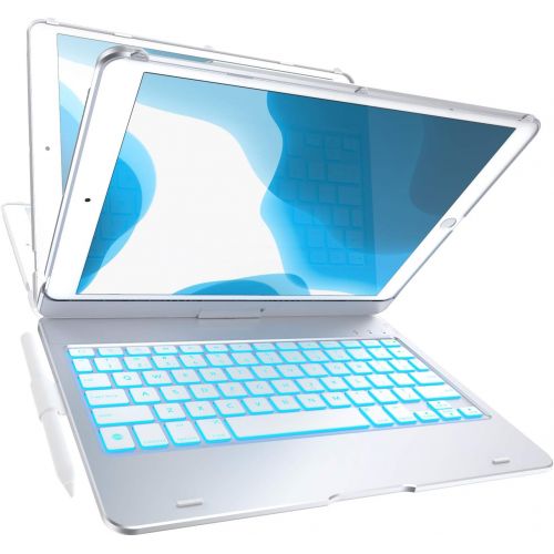  [아마존베스트]YEKBEE iPad 8th Gen (10.2-inch, 2020) Keyboard Case - 7th Gen, Air 3, Pro 10.5 Compatible - 10 Color Backlight, 7 Modes/360° Rotatable, Slim Protective Cover with Apple Pencil Holder (