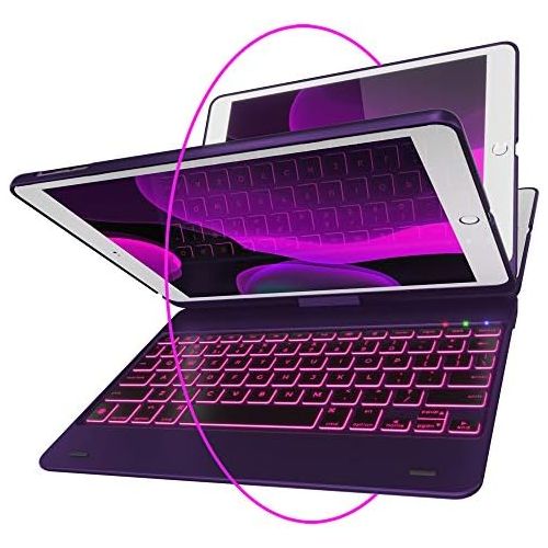  [아마존베스트]YEKBEE iPad Keyboard Case for iPad 2018 (6th Gen) - iPad 2017 (5th Gen) - iPad Pro 9.7 - iPad Air 2 & 1 - Thin & Light - 360 Rotatable - Wireless/BT - Backlit 10 Color - iPad Case with Ke