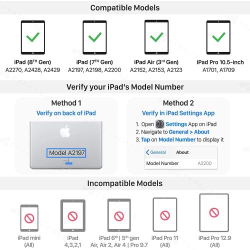  [아마존베스트]YEKBEE iPad 8th Generation Case with Keyboard, Compatible with iPad 10.2, iPad Air 3, iPad Pro 10.5 - Backlit, Wireless, Smart Keyboard Folio for Apple iPad - iPad 7th Generation Keyboard
