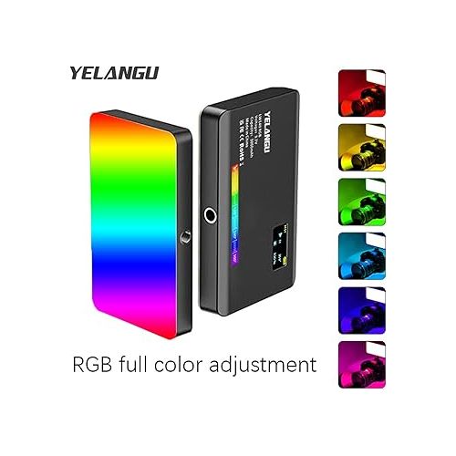  YELANGU Mini RGB LED Video Light Panel, Dimmable Spotlights for Camera Lighting and Video Recording, 2500-9000K Adjustable Color Temperature with Integrated 3000mAh Battery