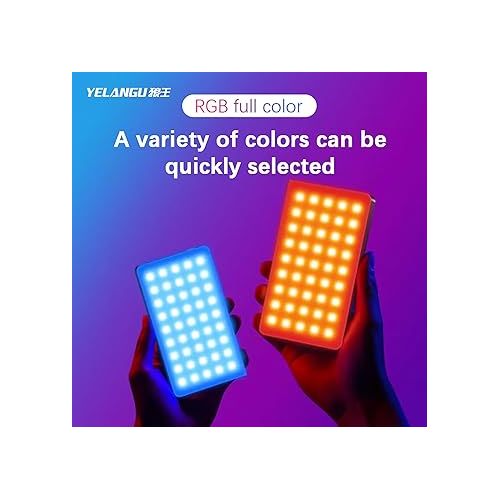  YELANGU Mini RGB LED Video Light Panel, Dimmable Spotlights for Camera Lighting and Video Recording, 2500-9000K Adjustable Color Temperature with Integrated 3000mAh Battery