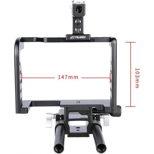  YELANGU YLG0906A Camera Video Handheld Cage Aluminum Alloy Stabilizer Steadicam Film Movie Making Kit for Panasonic GH5 GH4 Cameras to Mount Microphone Monitor LED Flash Follow Foc