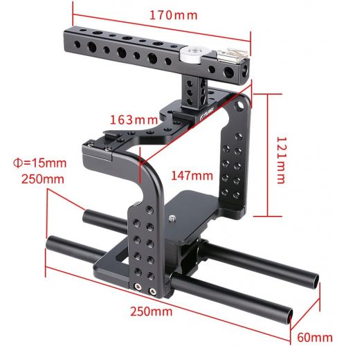  YELANGU Aluminum Alloy Camera Video Cage for Sony GH5 with Handle Grip to Mount Monitor,LED Light,Follow Focus,Matte Box,Microphone